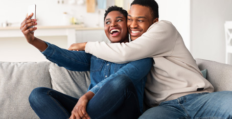 young couple taking a selfie
